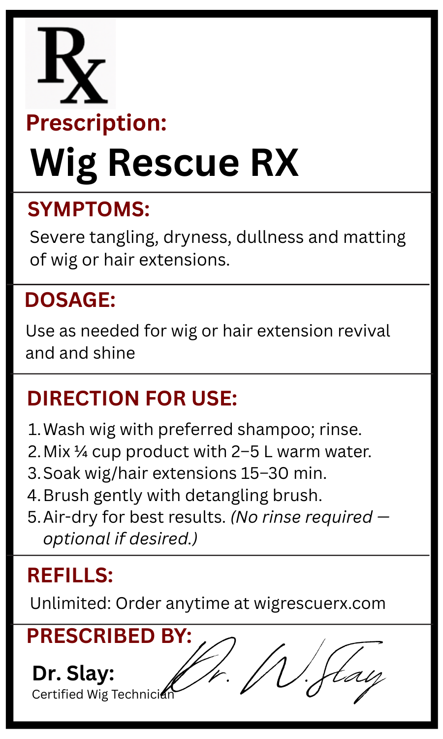 Wig Rescue RX – Luxury Anti-Frizz & Detangling Renewal Soak (2-Pack, 300ml each)